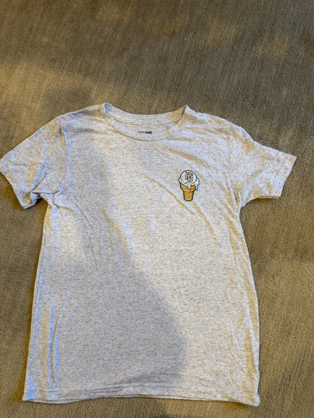 Perfect Game Heather Gray Ice Cream Graphic Tee.  Size L